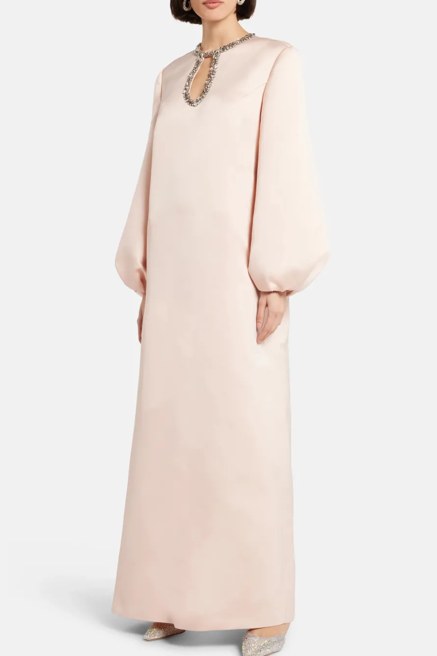 Embellished Evening Dress With Balloon Sleeves