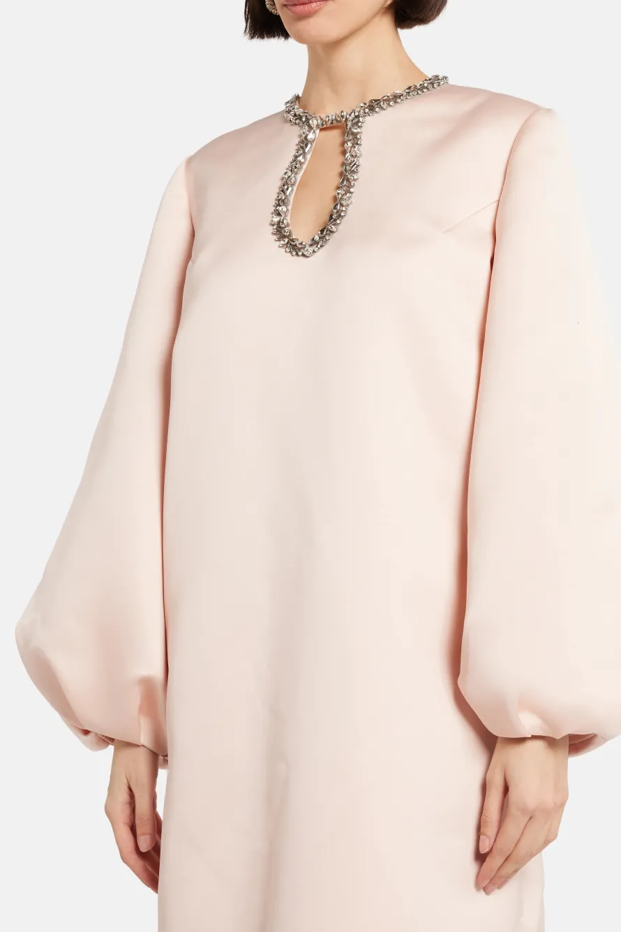 Embellished Evening Dress With Balloon Sleeves