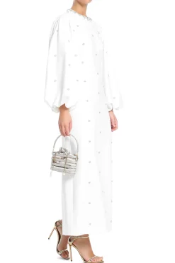 Embellished Maxi Dress With Balloon Sleeves