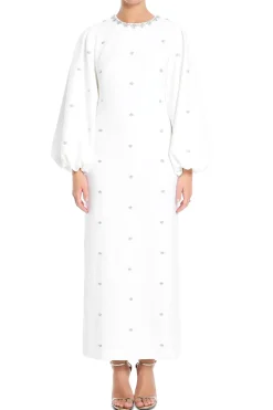 Embellished Maxi Dress With Balloon Sleeves