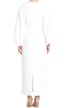 Embellished Maxi Dress With Balloon Sleeves