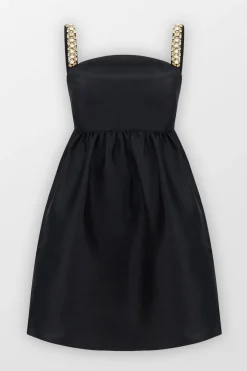 Embellished Taffeta Mini Dress