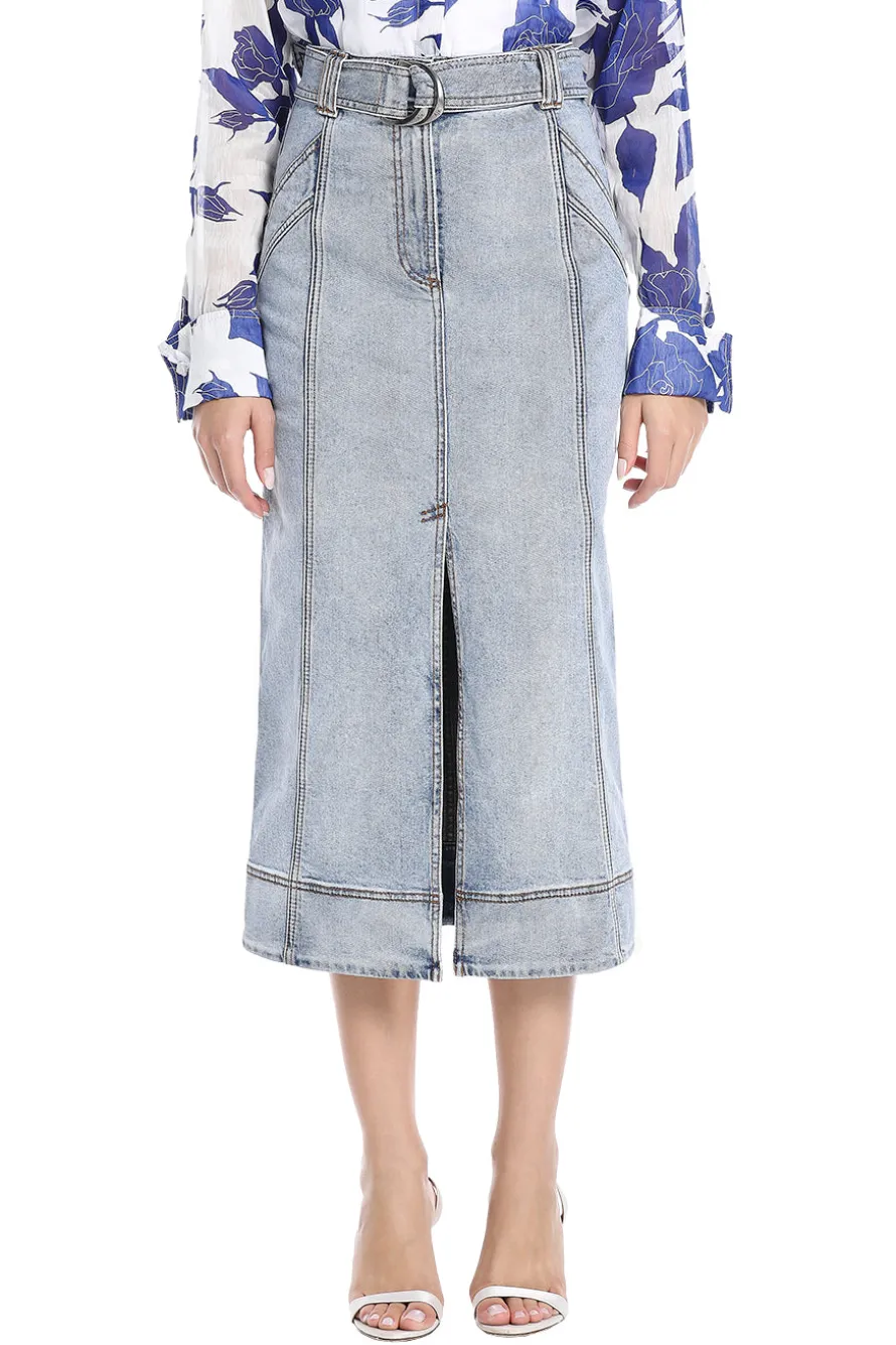 Embrace Two Tone Denim Midi Skirt