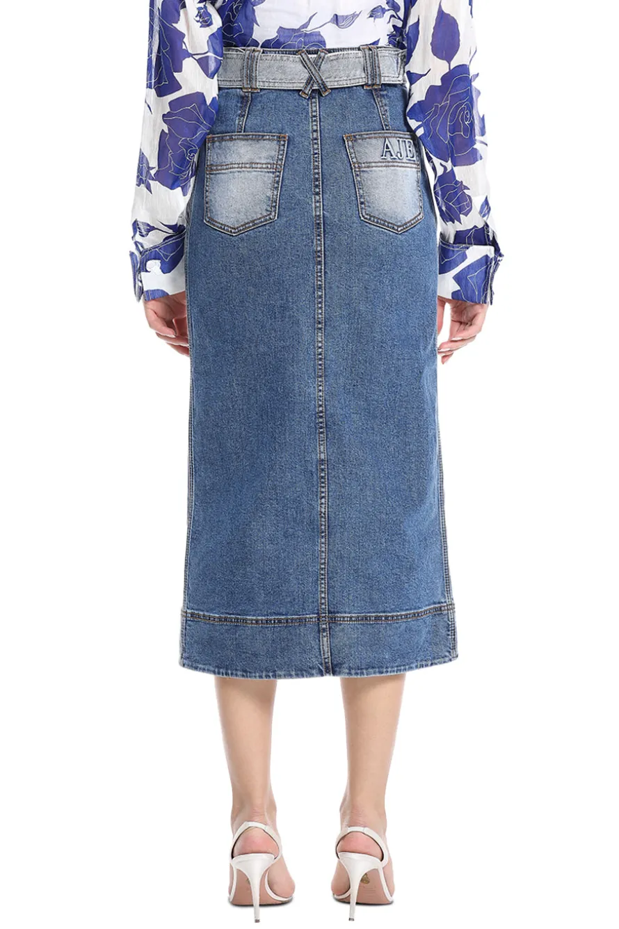 Embrace Two Tone Denim Midi Skirt