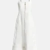Emilie Denim Cotton Midi Dress in White