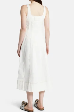 Emilie Denim Cotton Midi Dress in White