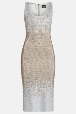 Essie Embellished Sleeveless Midi Dress in Silver