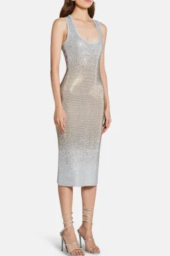 Essie Embellished Sleeveless Midi Dress in Silver