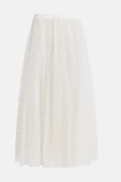 Etoile Cascade Flocked Tulle Wilona Maxi Skirt in Cream