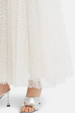 Etoile Cascade Flocked Tulle Wilona Maxi Skirt in Cream