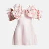 Etta Floral Off Shoulder Linen Mini Dress in Pink