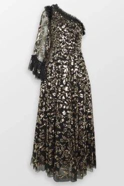 Falling Leaves One Shoulder Evening Dress