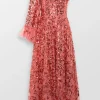 Falling Leaves One Shoulder Evening Dress