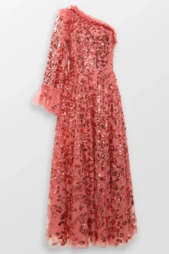 Falling Leaves One Shoulder Evening Dress