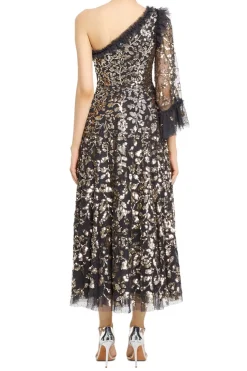 Falling Leaves One Shoulder Evening Dress