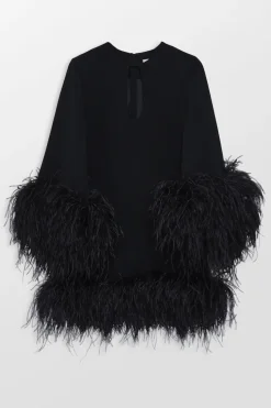 Feather Trim Mini Dress