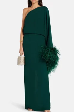 Feathered Eternity One Shoulder Maxi Dress