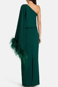 Feathered Eternity One Shoulder Maxi Dress