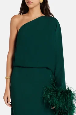 Feathered Eternity One Shoulder Maxi Dress