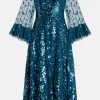 Fern Sequin Evening Dress in Green
