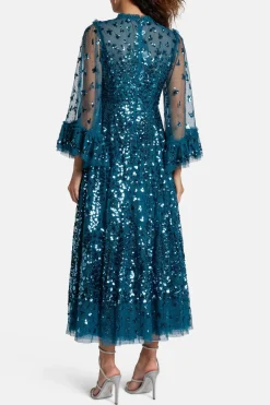 Fern Sequin Evening Dress in Green