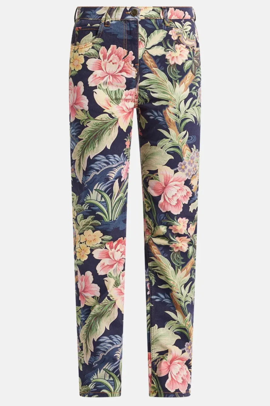 Floral Denim Pants