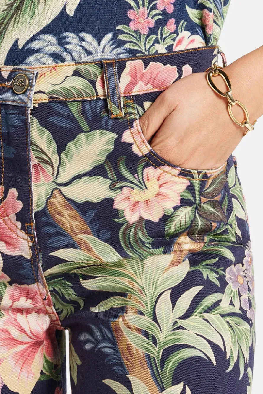 Floral Denim Pants