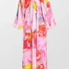 Floral Kaftan With Printed Slip