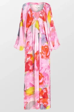 Floral Kaftan With Printed Slip