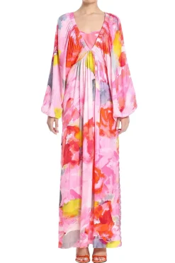 Floral Kaftan With Printed Slip