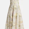 Florine Sleeveless Ballerina Floral Midi Dress in Cream