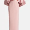 Floris Off Shoulder Puff Sleeve Evening Dress in Pink