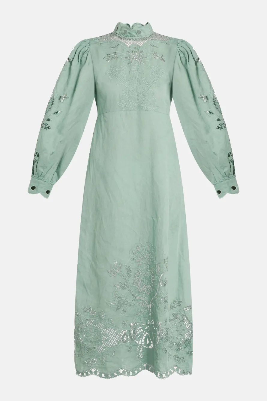 Flowing Beauty Embroidered Midi Dress