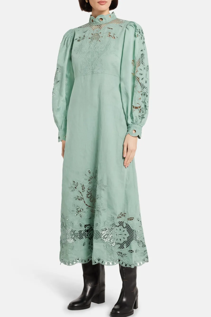 Flowing Beauty Embroidered Midi Dress