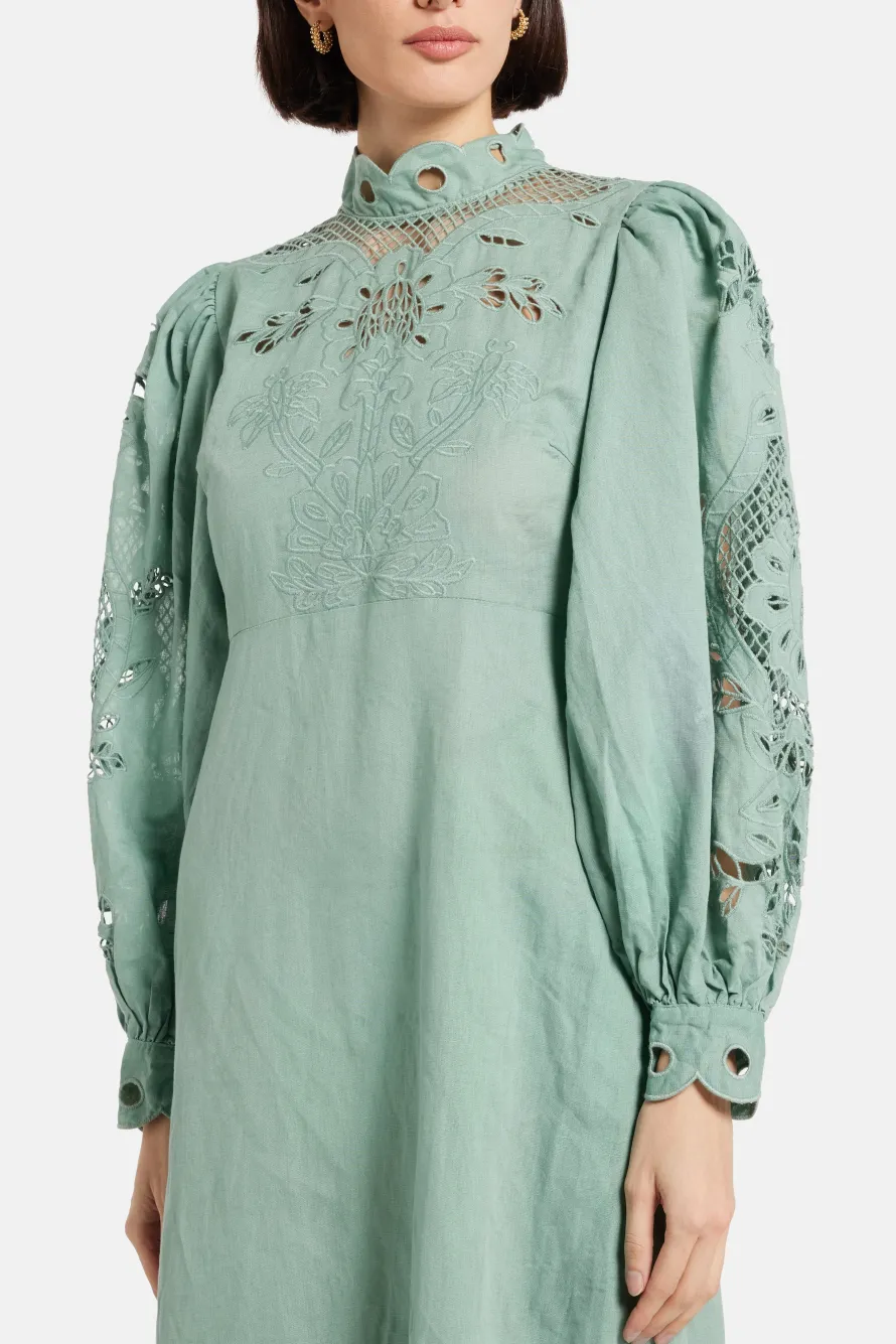 Flowing Beauty Embroidered Midi Dress
