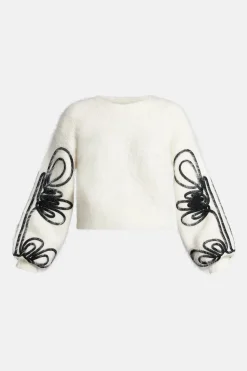 Freeflow Blouson Sleeve Knit Jumper in White