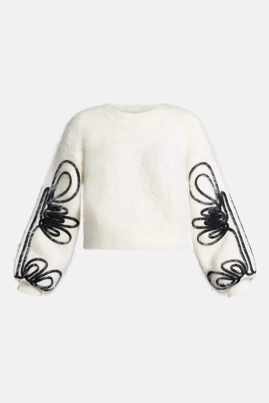 Freeflow Blouson Sleeve Knit Jumper in White