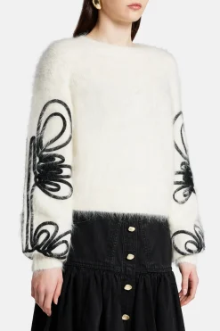 Freeflow Blouson Sleeve Knit Jumper in White