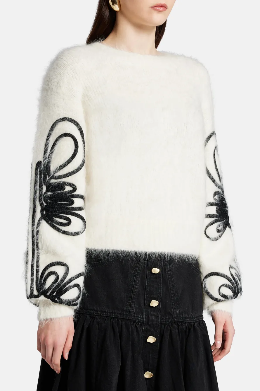 Freeflow Blouson Sleeve Knit Jumper in White