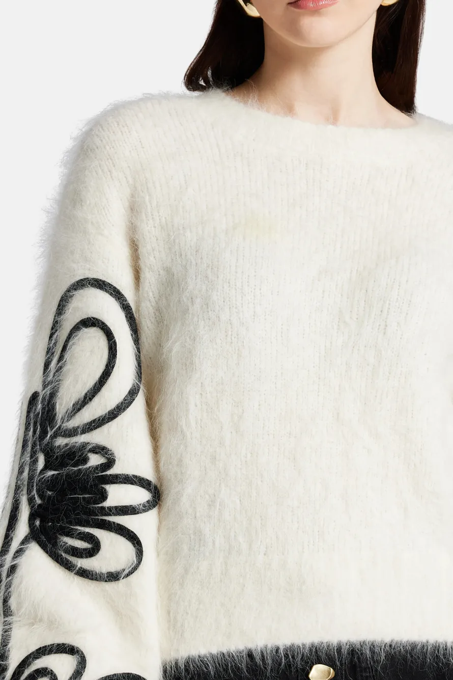 Freeflow Blouson Sleeve Knit Jumper in White