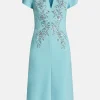 Freya Embellished Cocktail Midi Dress in Blue