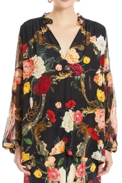 Frill Collared Floral Blouse