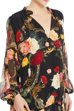 Frill Collared Floral Blouse