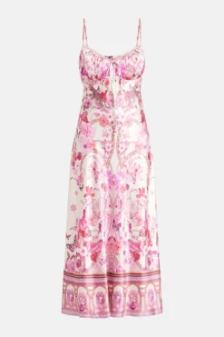 Gathered Bodice Bias Maxi Dress