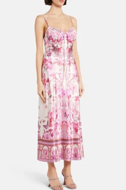 Gathered Bodice Bias Maxi Dress