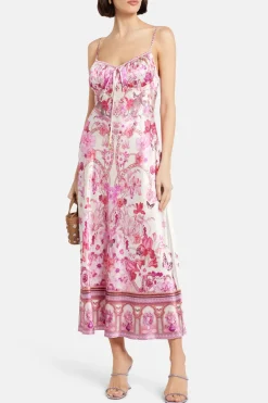 Gathered Bodice Bias Maxi Dress