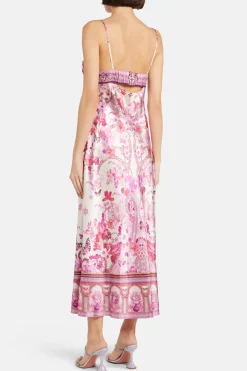Gathered Bodice Bias Maxi Dress