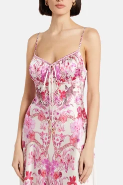Gathered Bodice Bias Maxi Dress