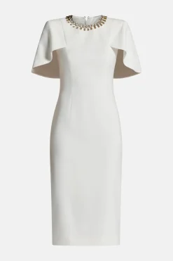 Grace Embellished Cocktail Midi Dress in White