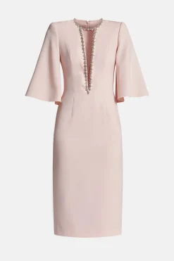 Grace Embellished Cocktail Midi Dress in Pink